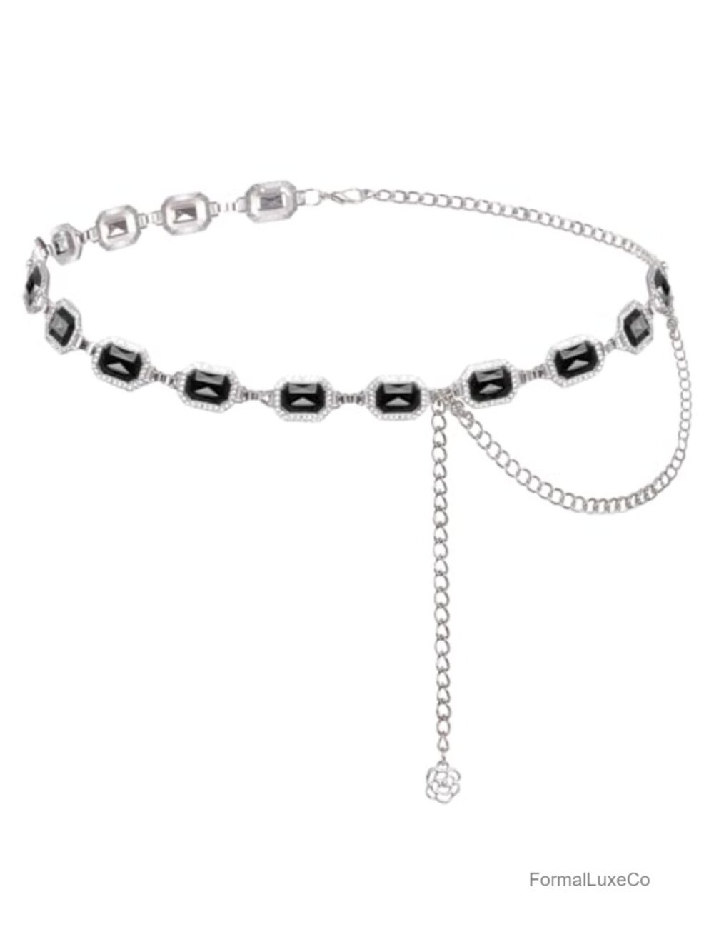 Western Metal Chain Belt for Women Rhinestone Cowgirl Waist Chain for Dresses